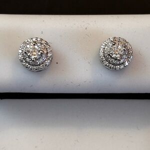 Elegant Silver Halo Moissonite Earrings